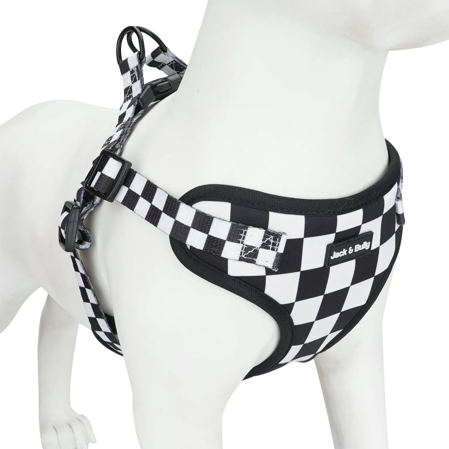 Jack & Bully Dog Harness, No Pull Vest Step-in Adjustable Neoprene Soft with Breathable Mesh, All Weather, French Bulldog (Small, Checkered)