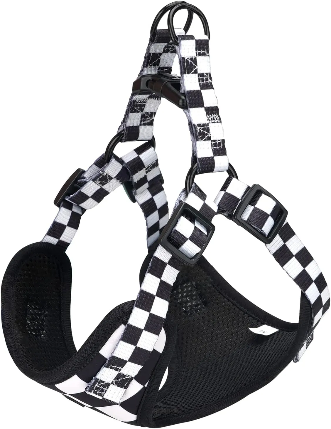 Jack & Bully Dog Harness, No Pull Vest Step-in Adjustable Neoprene Soft with Breathable Mesh, All Weather, French Bulldog (Small, Checkered)