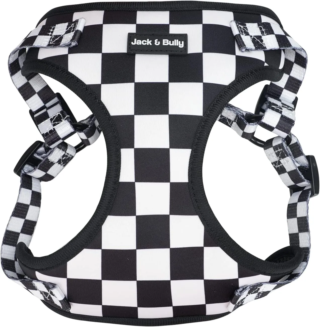 Jack & Bully Dog Harness, No Pull Vest Step-in Adjustable Neoprene Soft with Breathable Mesh, All Weather, French Bulldog (Small, Checkered)