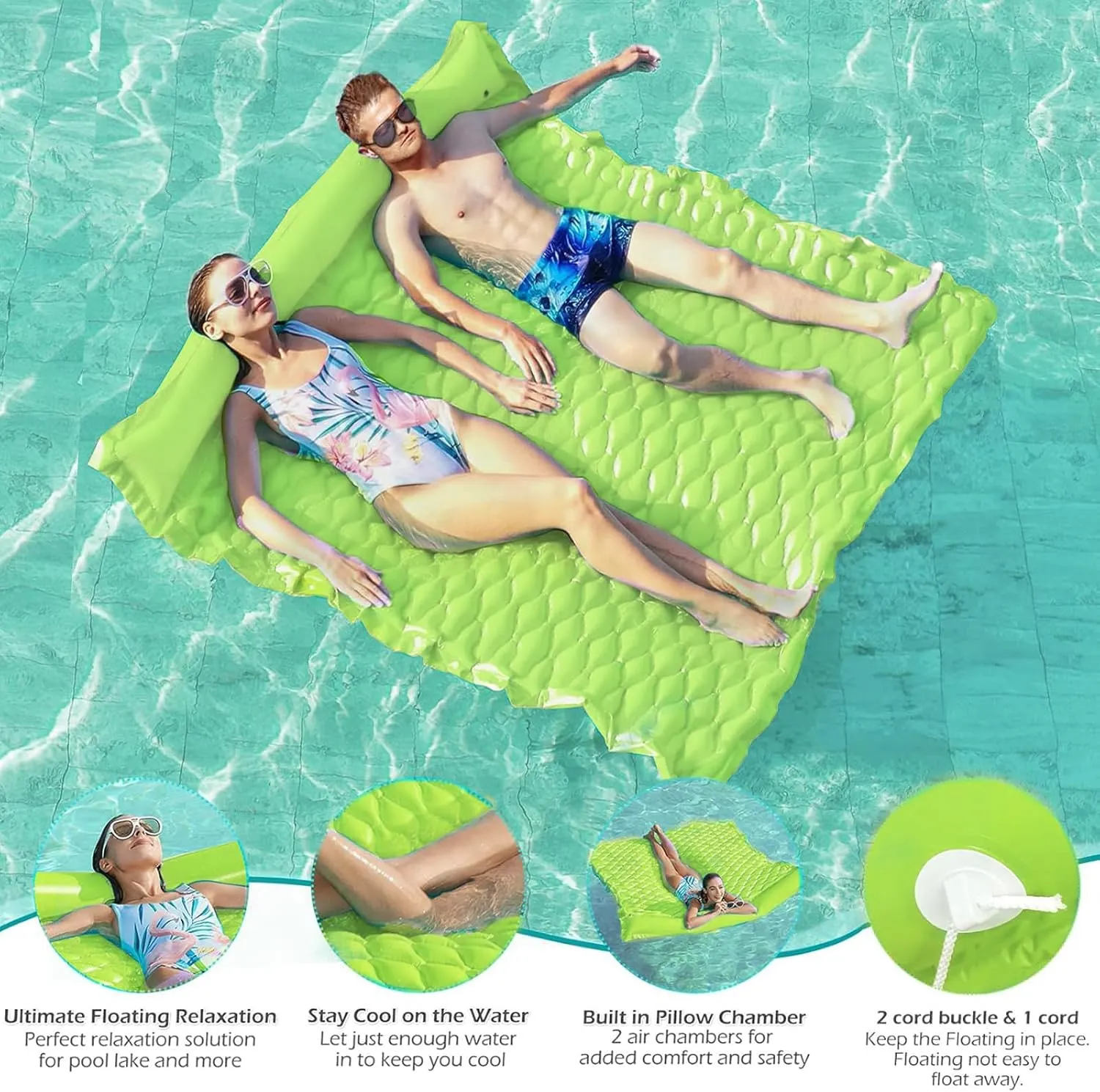 Jasonwell Floating Mat Pool Floats - Giant Inflatable Pool Float Lake Raft Lounge Floating Water Mat for Swimming Pool Floatie Lounger Beach Pool Party Toy for Adults & Kids