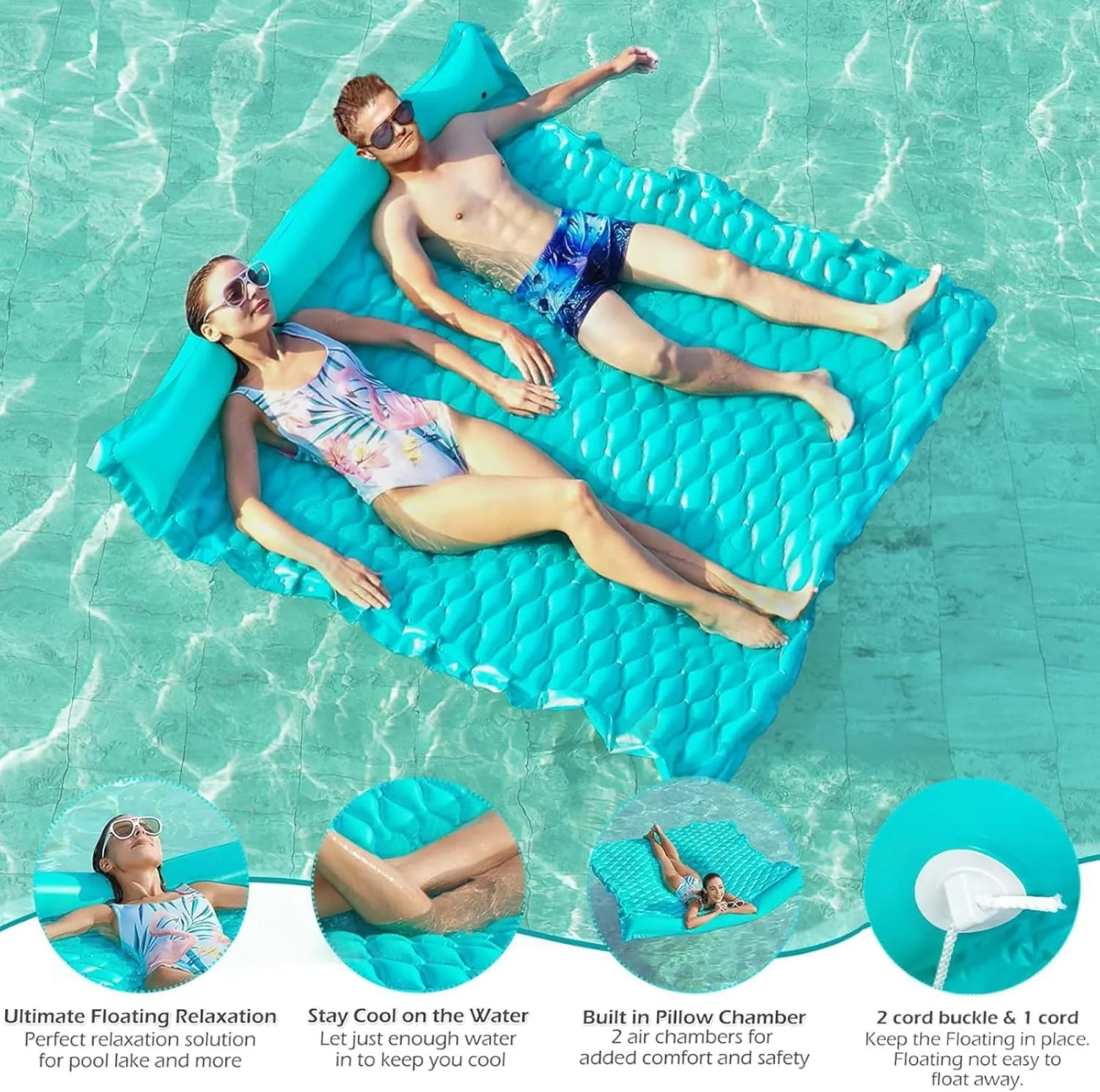 Jasonwell Floating Mat Pool Floats - Giant Inflatable Pool Float Lake Raft Lounge Floating Water Mat for Swimming Pool Floatie Lounger Beach Pool Party Toy for Adults & Kids