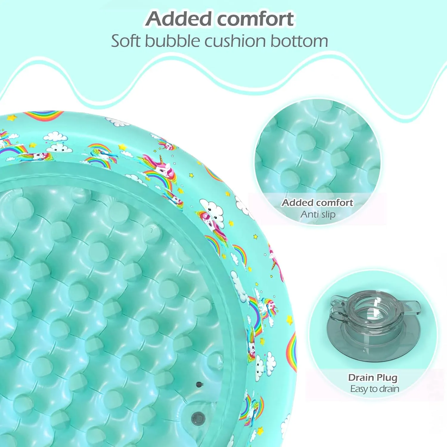 Jasonwell Inflatable Baby Kiddie Pool - Toddler Pool Kids Paddling Baby Swimming Pools Blow Up Ball Pit Infant Wading Pools for Backyard Piscina Inflable para Niños (51in Unicorn)