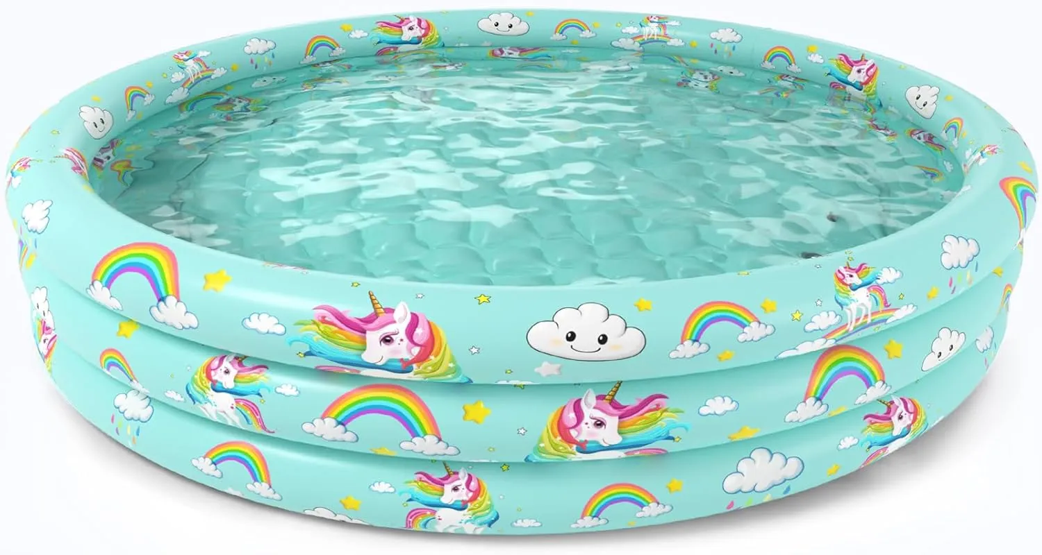 Jasonwell Inflatable Baby Kiddie Pool - Toddler Pool Kids Paddling Baby Swimming Pools Blow Up Ball Pit Infant Wading Pools for Backyard Piscina Inflable para Niños (51in Unicorn)