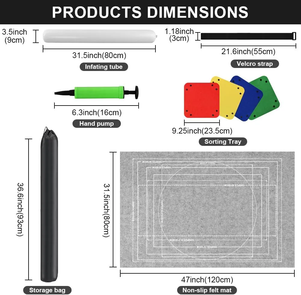 Jigsaw Puzzle Mat Roll Up 2000 Pieces, 47” x 31.5” Portable Felt Puzzles Board with 4 Sorting Trays & Travel Storage Bag, Jigsaw Saver Pad Keeper for Adults Teens, Gray