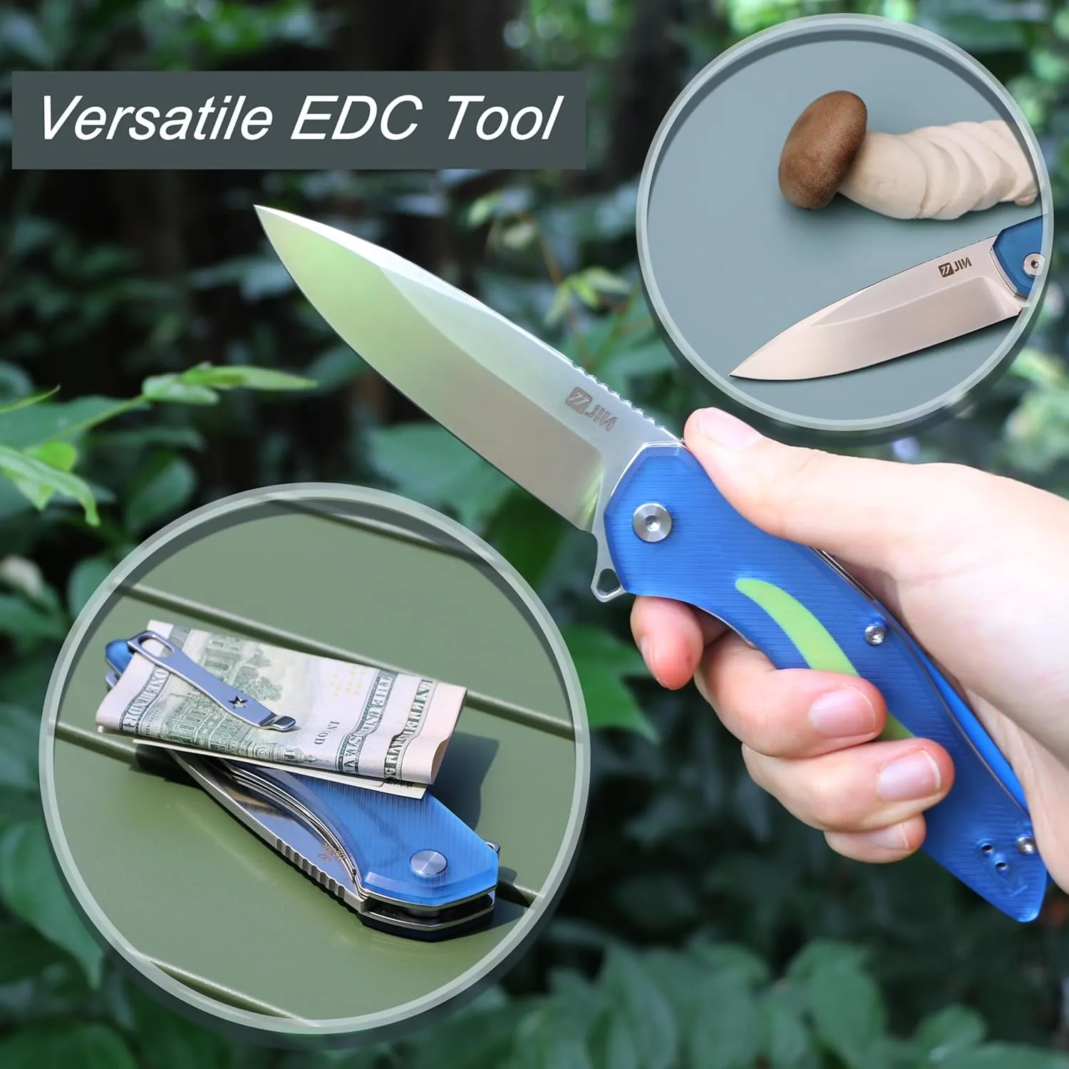 JIN Pocket Knife for Men, Folding Knives, Captain EDC Knife with Clip, Sharp 3.5" D2 Blade, Acrylic Handle, DIY Kit, Gift Idea, Camping, Hiking