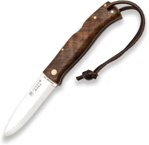 Joker ARTICA 155 folding knife with different handles, 3.14in blade. 14c28n, Scandi grind, fishing, hunting, camping and hiking tool (Walnut Handle)