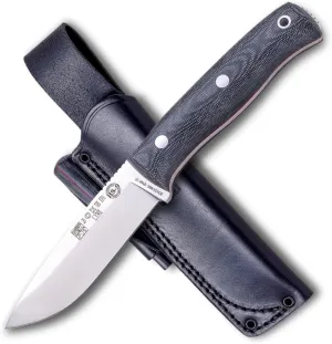 Joker Bushcraft Sports Knife Lynx 111, Blade 4.13 inches of Böhler N695, Available in different case and handle options, Tool for Fishing, Hunting, Camping and Hiking (Micarta Canvas, Leather Sheath   FireStarter)