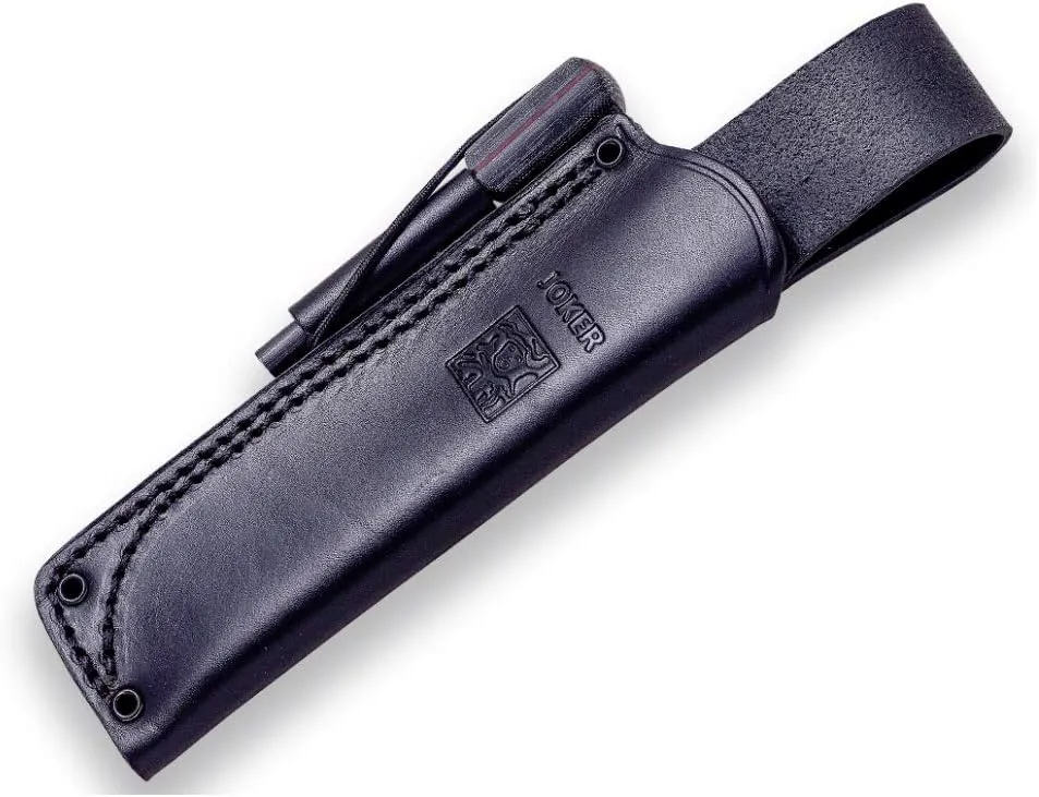 Joker Bushcraft Sports Knife Lynx 111, Blade 4.13 inches of Böhler N695, Available in different case and handle options, Tool for Fishing, Hunting, Camping and Hiking (Micarta Canvas, Leather Sheath   FireStarter)