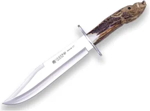 Joker Collection knife CTJ101, hand-carved deer horn handle, 9.84 inches MOVA Steel blade, presentation box, tool for fishing, hunting, camping and hiking