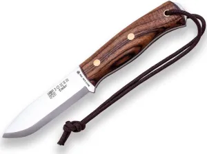 Joker Ember Scandi CN122-P Outdoor Tool with Leather Sheath – 4.13" Sandvik 14C28N Steel Blade – Versatile Knife for Fishing, Camping, Hiking and Bushcraft (Walnut Wood, Leather Sheath with FireStarter)