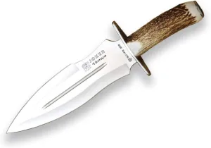 Joker Hunting Knife CC42 Verraco with Deer Horn Handle and MOVA 10.23 inches Blade with Leather Sheath, Fishing Tool, Hunting, Camping and Hiking.