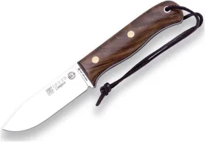 Joker Hunting Knife CN112 BS9 Campero, Blade 4.13 inches Steel of SANDVIK 14C28N, with Brown Leather Sheath, Tool for Fishing, Hunting, Camping and Hiking (Walnut Wood, Leather Sheath)