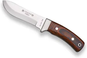 Joker Hunting Knife OSO CR49, Blade 4.72 inches MOVA, red Wooden Stamina Handle, Brown Leather Sheath, Fishing Tool, Hunting, Camping and Hiking