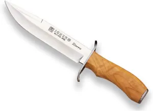 Joker Hunting Knife with Olive Wood Handle Zorro CO36, Blade 6.69 inches, Total Length 11.22 inches, with Leather Sheath, Fishing Tool, Hunting, Camping and Hiking