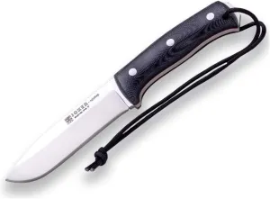 Joker Nomad CM125 hunting knife, 12.7 cm Böhler N695 steel blade, with different types of handle: walnut wood, green Micarta and black Micarta, tool for fishing, hunting, camping and hiking (Black Micarta Canvas, Leather Sheath)