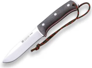 Joker Nomad CV125 hunting knife, 12.7 cm Böhler N695 steel blade, with different types of handle: walnut wood, green Micarta and black Micarta, tool for fishing, hunting, camping and hiking (Green Micarta Canvas, Leather Sheath)