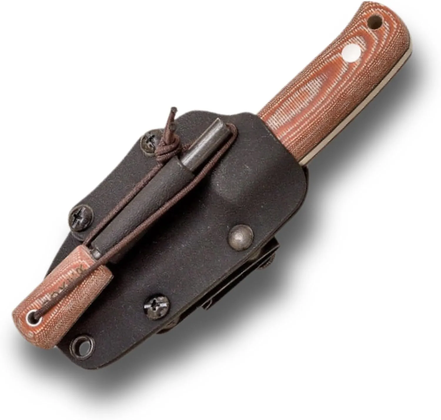 Joker "Erizo TS1 CD81-F Sports Survival Knife, Brown Canvas Micarta Handle, 2.95-inch Blade, Includes Kydex Sheath, 550 Paracord, and Fire Starter, Fishing, Hunting, Camping, and Hiking Tool