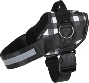 Joyride Basic Essential Dog Harness 1.0 - Small, Medium, Large Dogs, No-Pull Pet Vest with 3 Side Rings for Leash Placement, Adjustable for Training (Black & White Plaid, M)