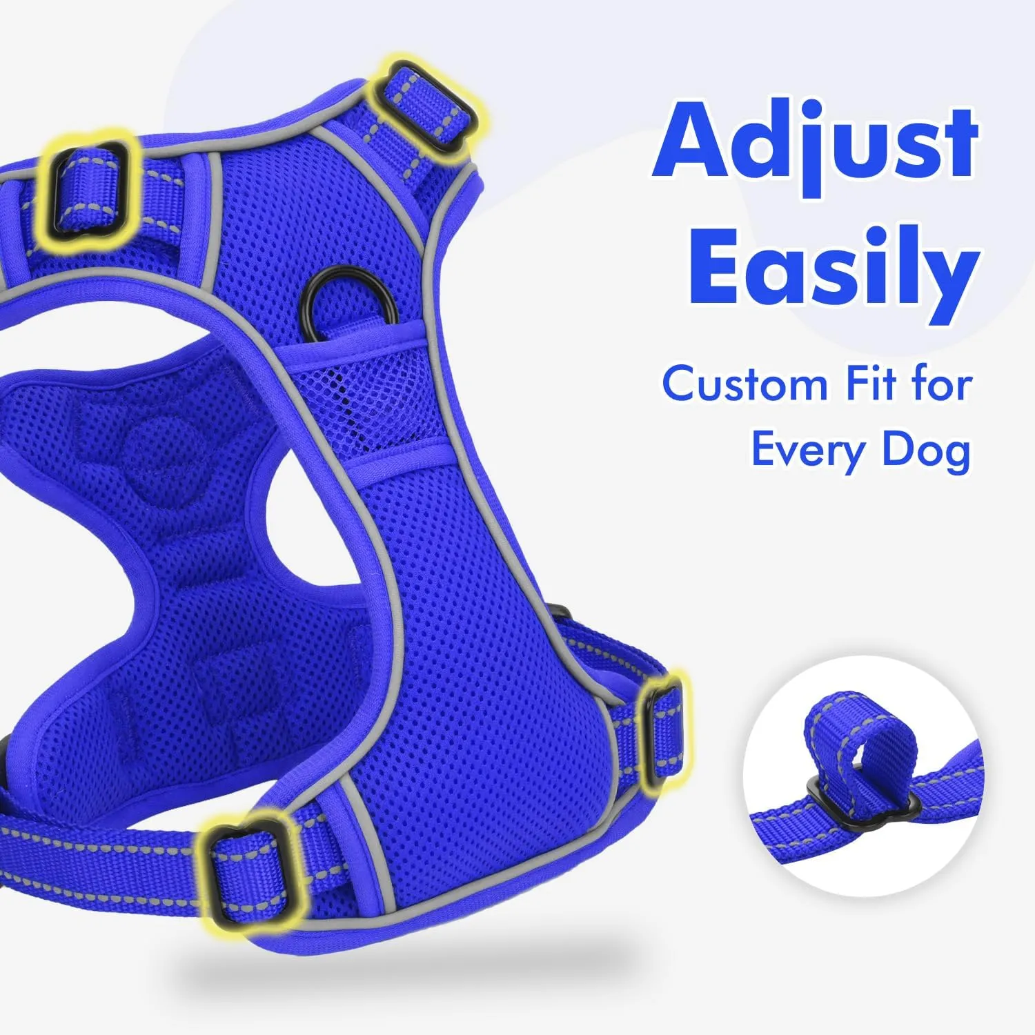 Joytale Step-in No Pull Dog Harness for Large Dogs with 2 Leash Clips, Reflective Pet Vest with Easy Control Handle, Adjustable Soft Padded Harness for Walking and Training, Royal Blue,L