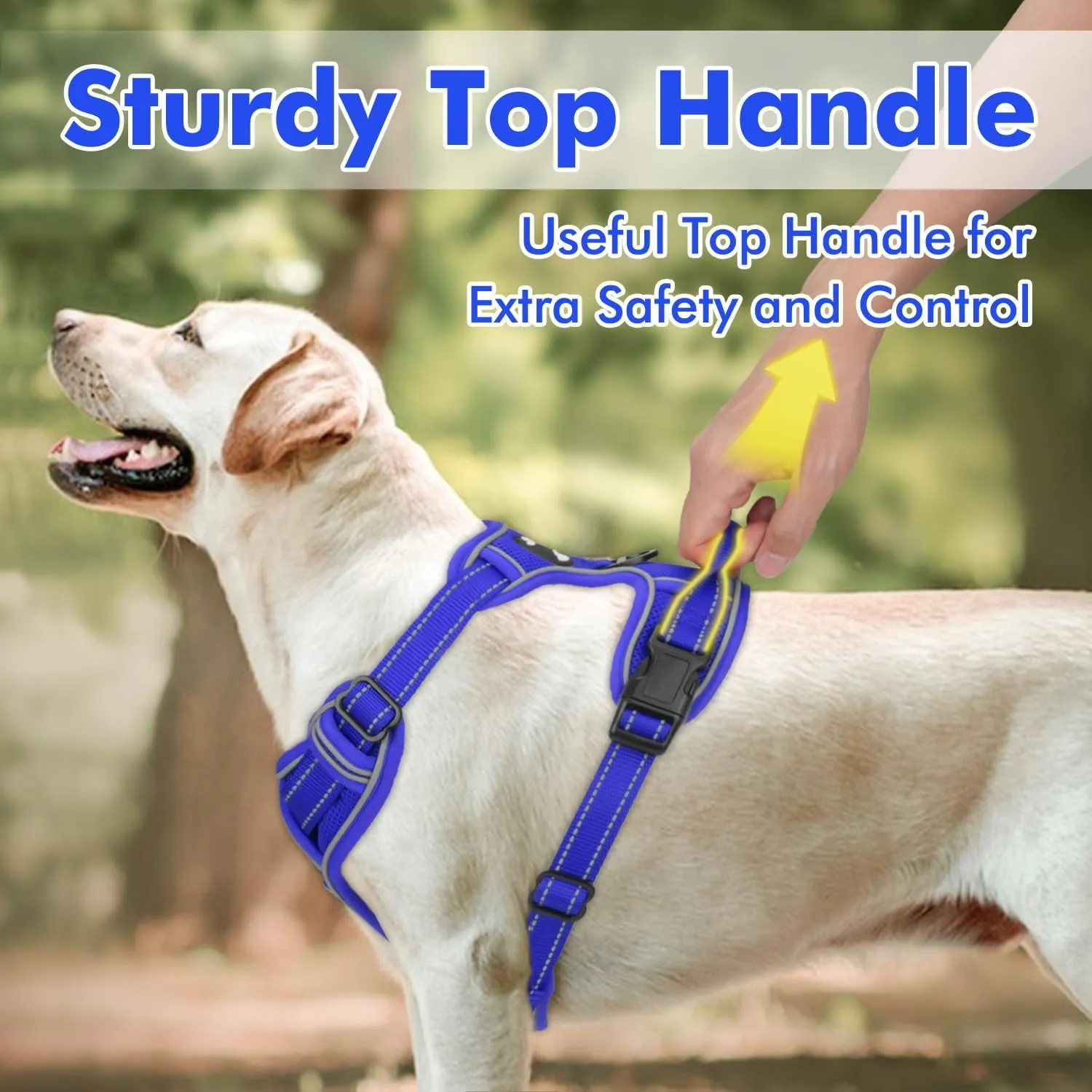 Joytale Step-in No Pull Dog Harness for Large Dogs with 2 Leash Clips, Reflective Pet Vest with Easy Control Handle, Adjustable Soft Padded Harness for Walking and Training, Royal Blue,L