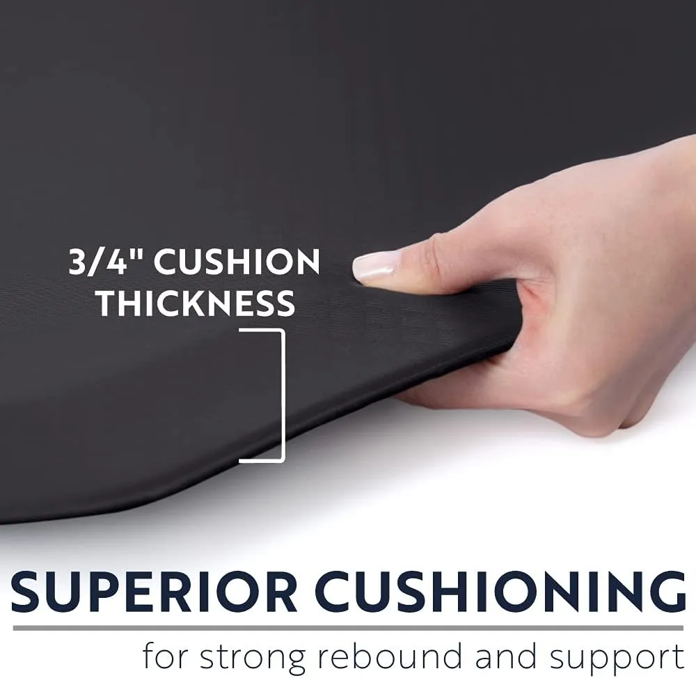 KANGAROO Thick Ergonomic Anti Fatigue Mats for Kitchen Floor, Cushioned Standing Office Desk Mat, Waterproof Scratch Resistant Topside, Supportive All Day Comfort Padded Foam Rugs, 17x24, Black