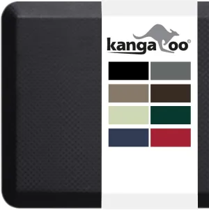KANGAROO Thick Ergonomic Anti Fatigue Mats for Kitchen Floor, Cushioned Standing Office Desk Mat, Waterproof Scratch Resistant Topside, Supportive All Day Comfort Padded Foam Rugs, 17x24, Black