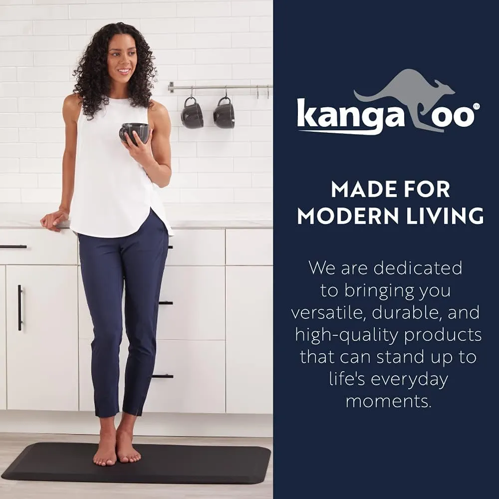 KANGAROO Thick Ergonomic Anti Fatigue Mats for Kitchen Floor, Cushioned Standing Office Desk Mat, Waterproof Scratch Resistant Topside, Supportive All Day Comfort Padded Foam Rugs, 20x32, Brown