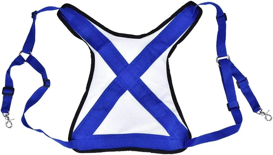 Keenso Fishing Vest Belt Adjustable Shoulder Harness Tackle Gear with Padded Back & Mesh Ventilation Blue/White 44x44cm