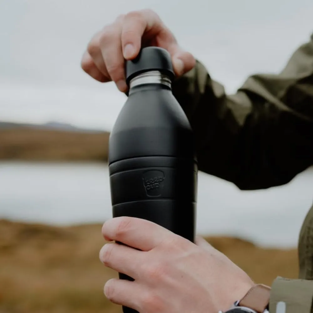 KeepCup Water Bottle, Reusable Insulated Stainless Steel Dual Opening with Leakproof Steel Cap, 22oz/660ml - Black