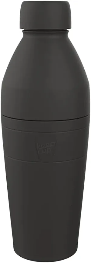 KeepCup Water Bottle, Reusable Insulated Stainless Steel Dual Opening with Leakproof Steel Cap, 22oz/660ml - Black