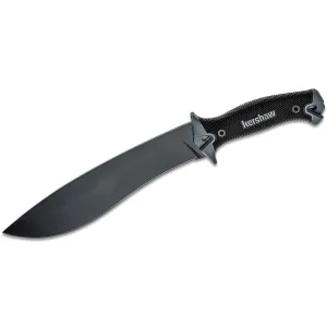 Kershaw Camp 10 Machete, Fixed Blade Knife, 10" 65Mn Carbon Tool Steel Blade, Includes Sheath, Camp Series Machete, Outdoor and Survival Tool,Black