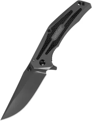 Kershaw Duojet Pocket Knife (8300); 3.25 In. 8Cr13MoV Blade and Steel Handle with Gray Titanium Carbo-Nitride Coating; Carbon Fiber Insert, SpeedSafe Assisted Open; Single-Position Pocketclip; 4.9 oz.