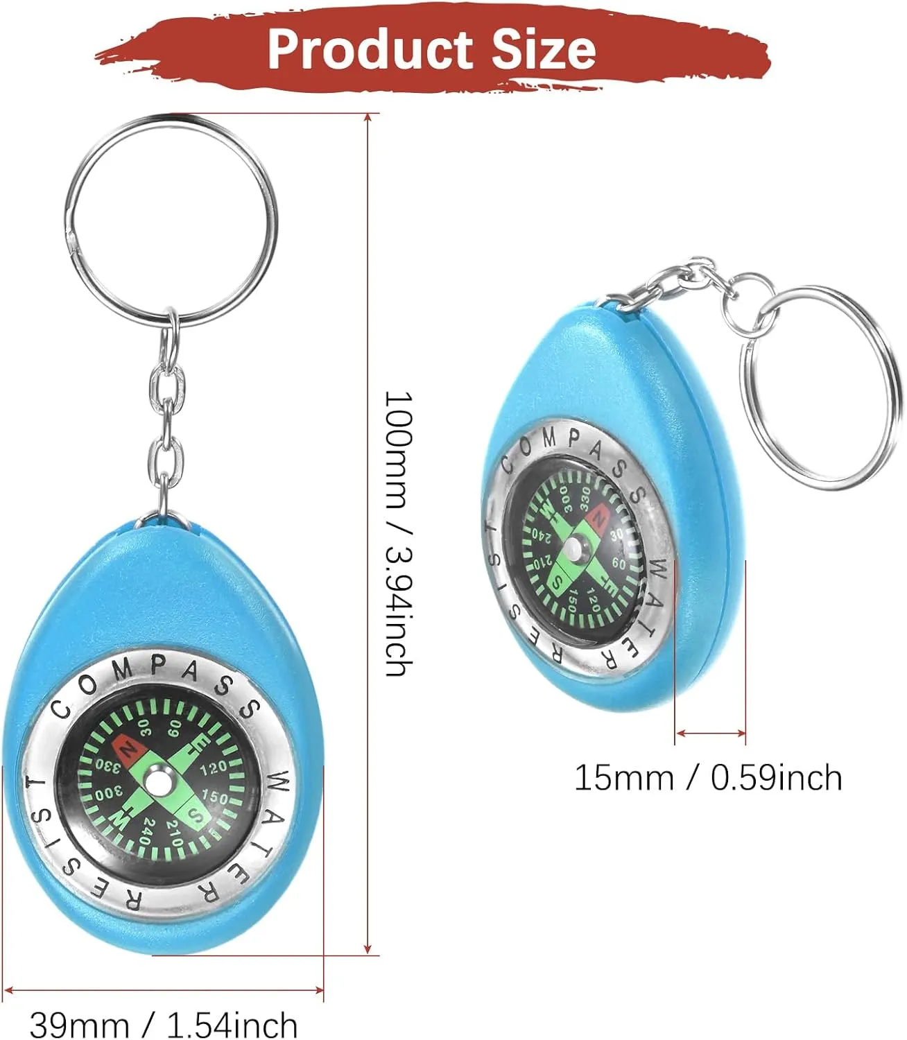 Keychain Compass - Survival Pocket Mini Compass Bulk with Key Ring for Hiking