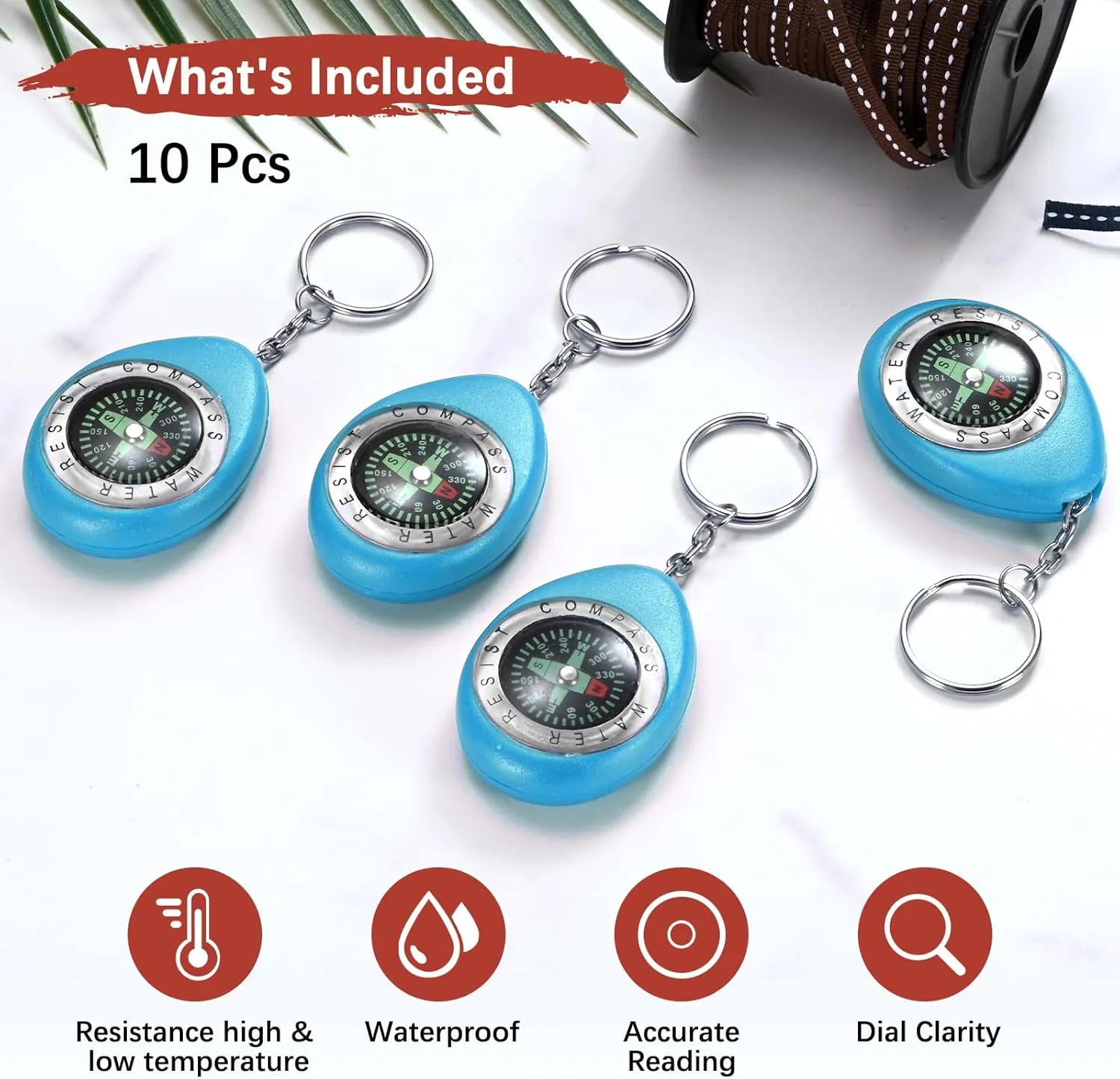Keychain Compass - Survival Pocket Mini Compass Bulk with Key Ring for Hiking