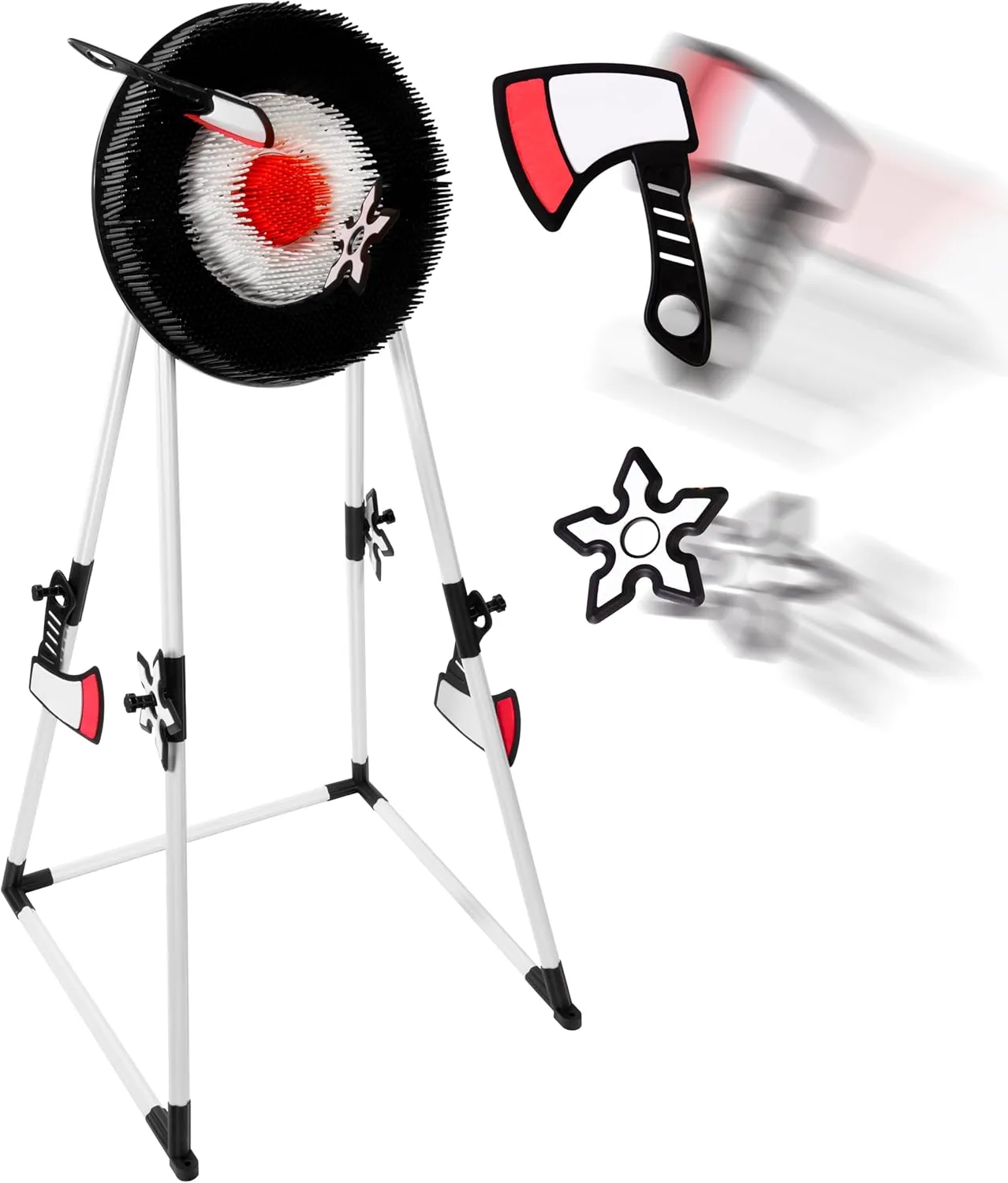 Kiddie Play Axe Throwing Game Set with Target 3 Axes and 3 Throwing Stars Indoor & Outdoor Play for Kids and Adults