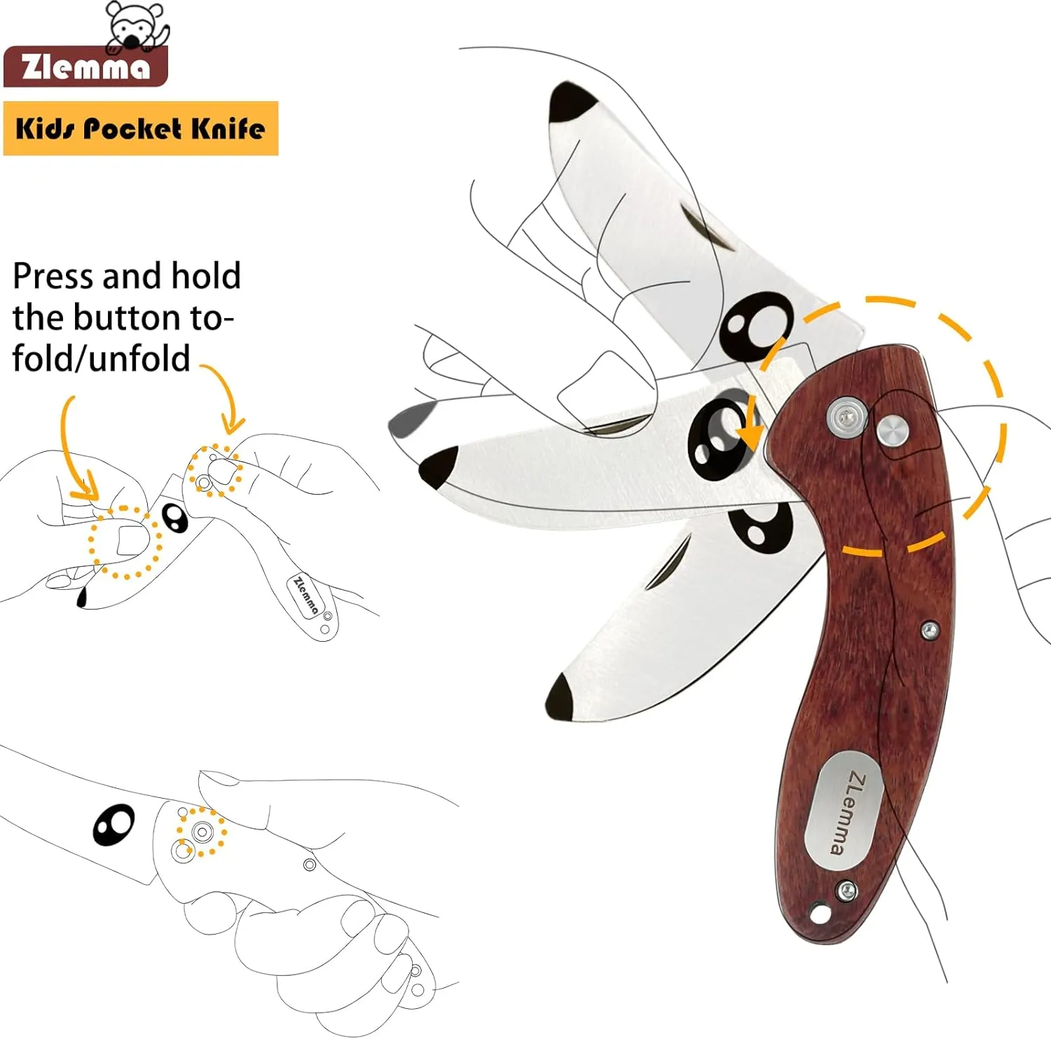 Kids Pocket Knife with Sheath Set - Stainless Steel Children’s Folding Pocket Knife with Safety Rounded Tip