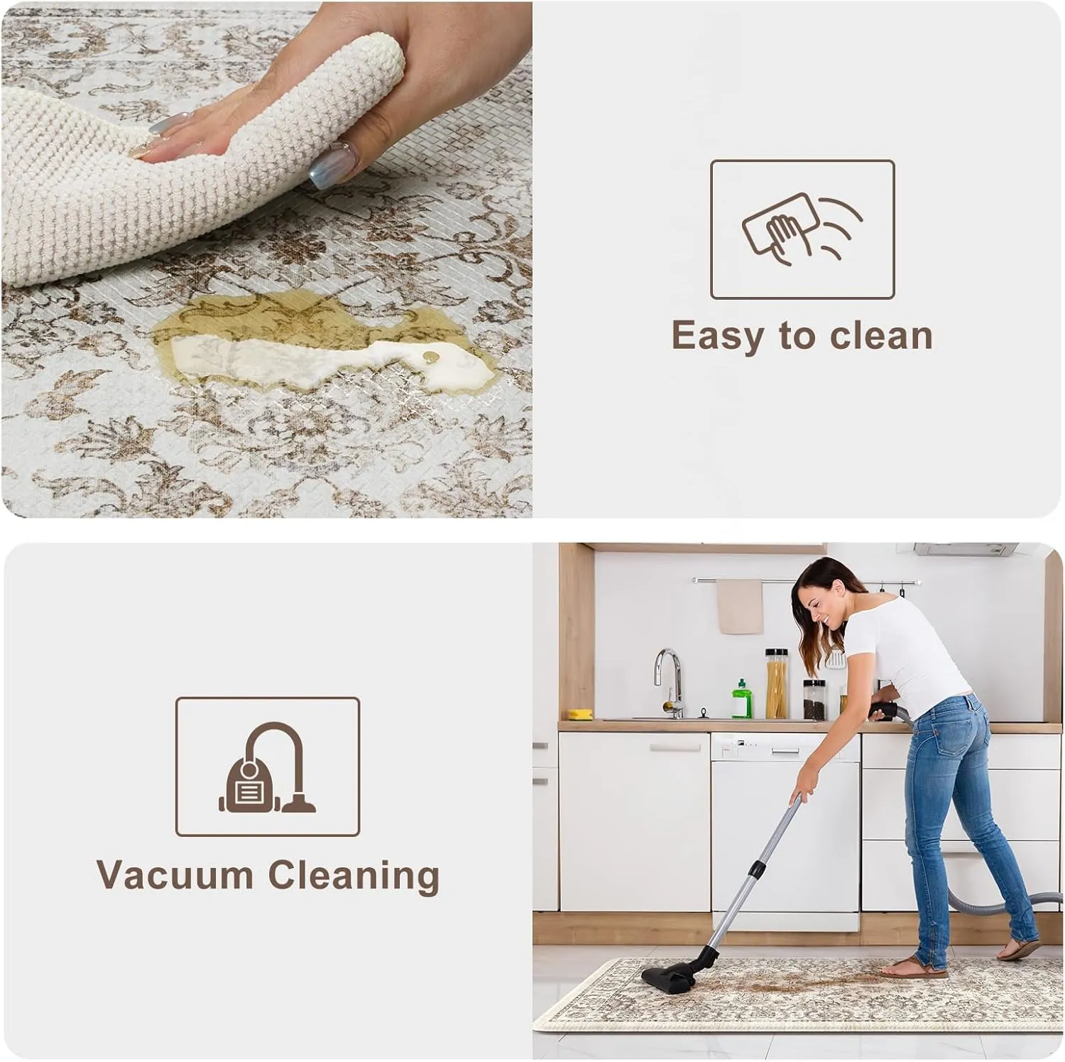 KIMODE Anti Fatigue Mats for Kitchen Floor,Kitchen Rugs Sets of 2 Non Slip,Padded Cushioned Kitchen Floor Mats,Memory Foam Kitchen Mat for Sink Laundry Office Desk,17.3"x47" 17.3"x29",Khaki