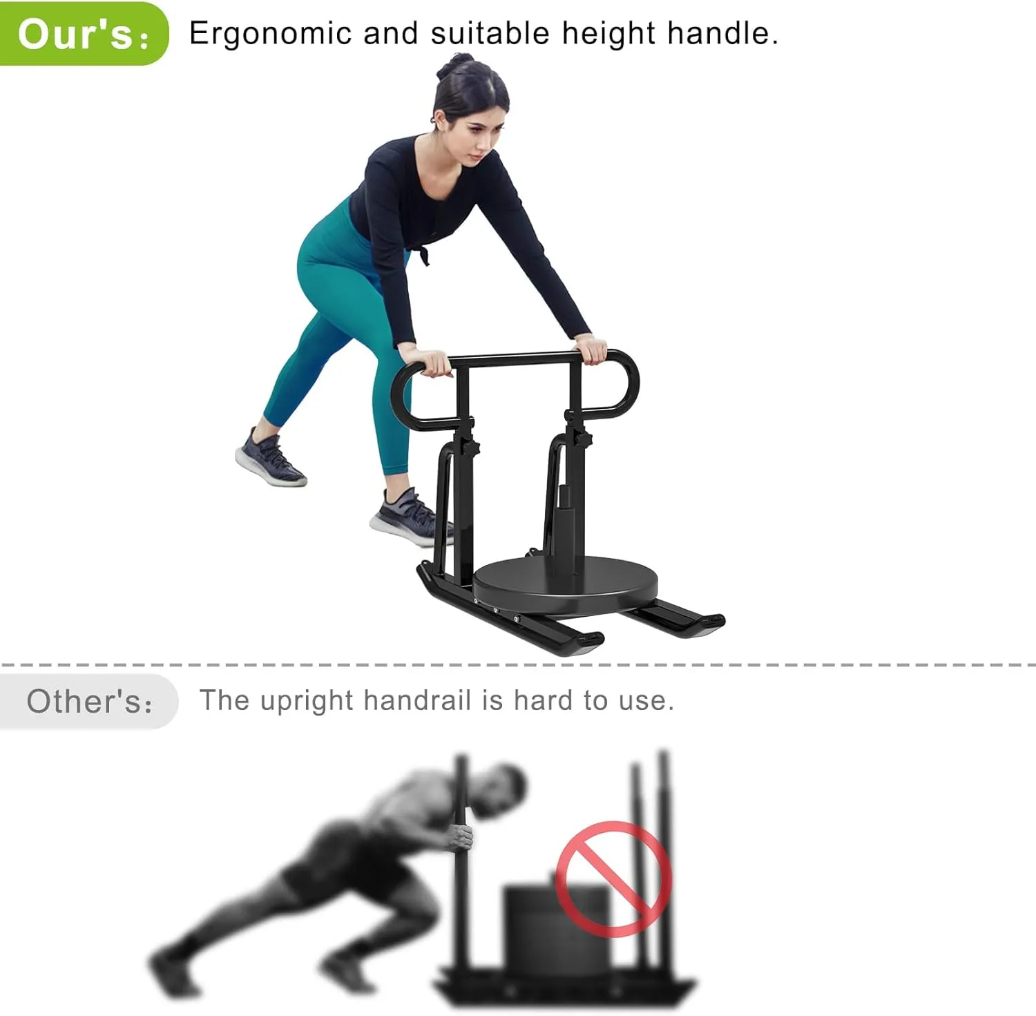 Kipika Weight Sled, Fitness Sled, Fitness Strength Training Sled, Speed Training Sled - Heavy-Duty Weight Training Equipment for Muscle Building and Explosive Power - Suitable for 1” & 2“ Weight Plate