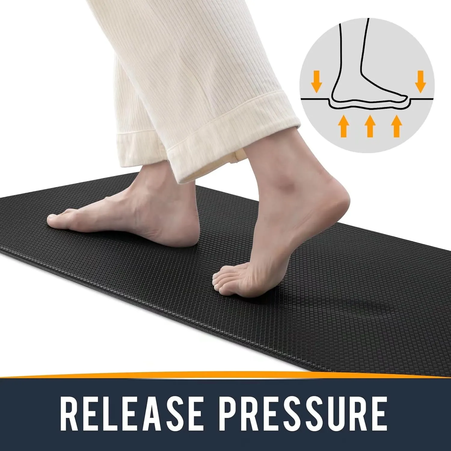 Kitchen Mats for Floor Cushioned Anti Fatigue, 17x95 Long Runner Rug Waterproof, Memory Foam Padded for Standing, Black
