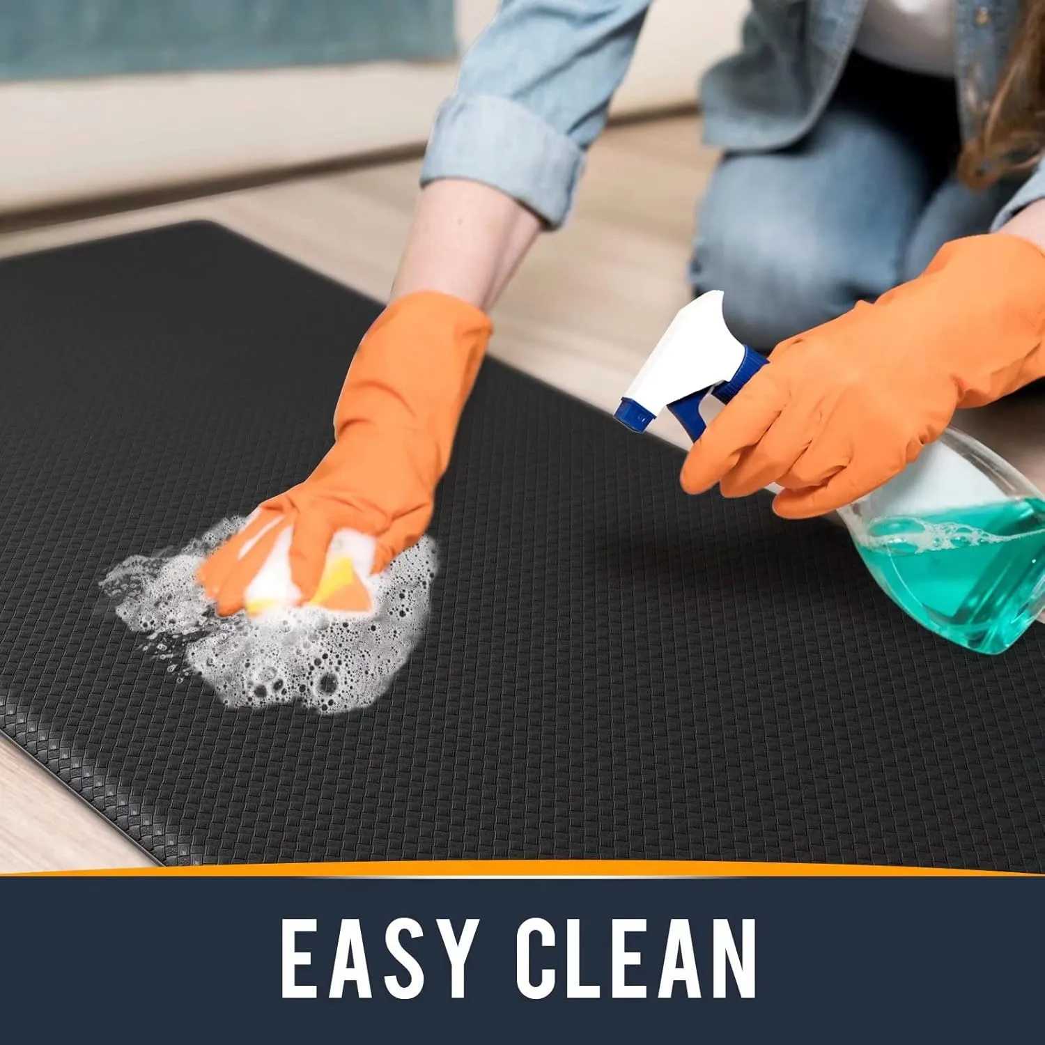 Kitchen Mats for Floor Cushioned Anti Fatigue, 17x95 Long Runner Rug Waterproof, Memory Foam Padded for Standing, Black