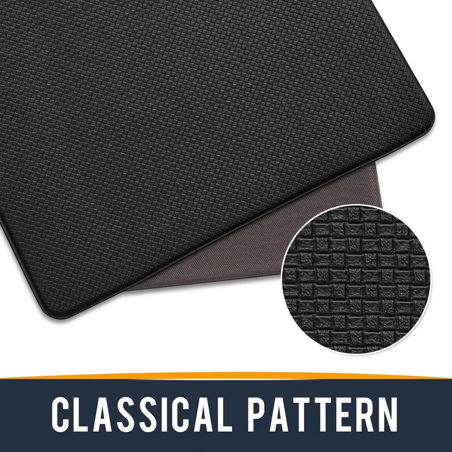 Kitchen Mats for Floor Cushioned Anti Fatigue, 17x95 Long Runner Rug Waterproof, Memory Foam Padded for Standing, Black