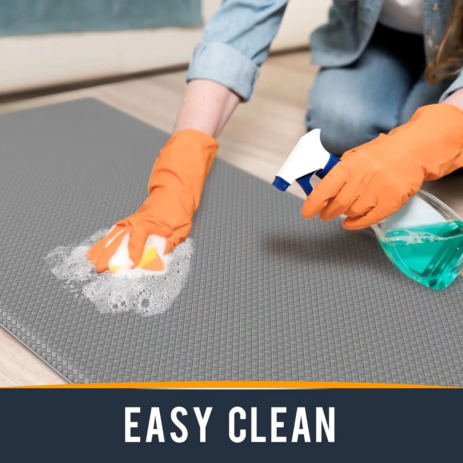 Kitchen Mats for Floor Cushioned Anti Fatigue, Runner Rug Waterproof, Memory Foam Padded for Standing, 17x59, Grey