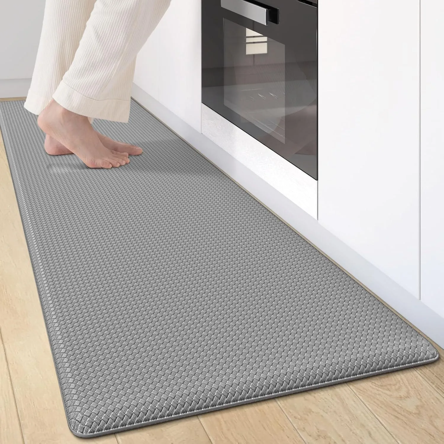 Kitchen Mats for Floor Cushioned Anti Fatigue, Runner Rug Waterproof, Memory Foam Padded for Standing, 17x59, Grey