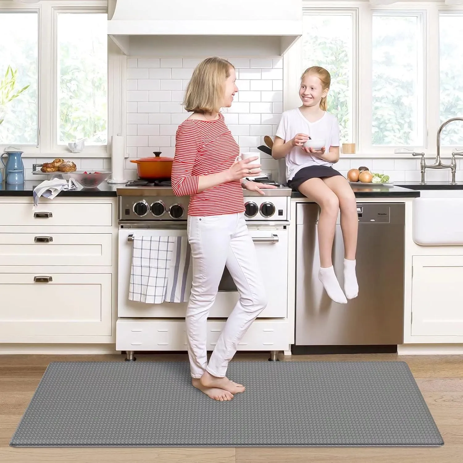 Kitchen Mats for Floor Cushioned Anti Fatigue, Runner Rug Waterproof, Memory Foam Padded for Standing, 17x59, Grey