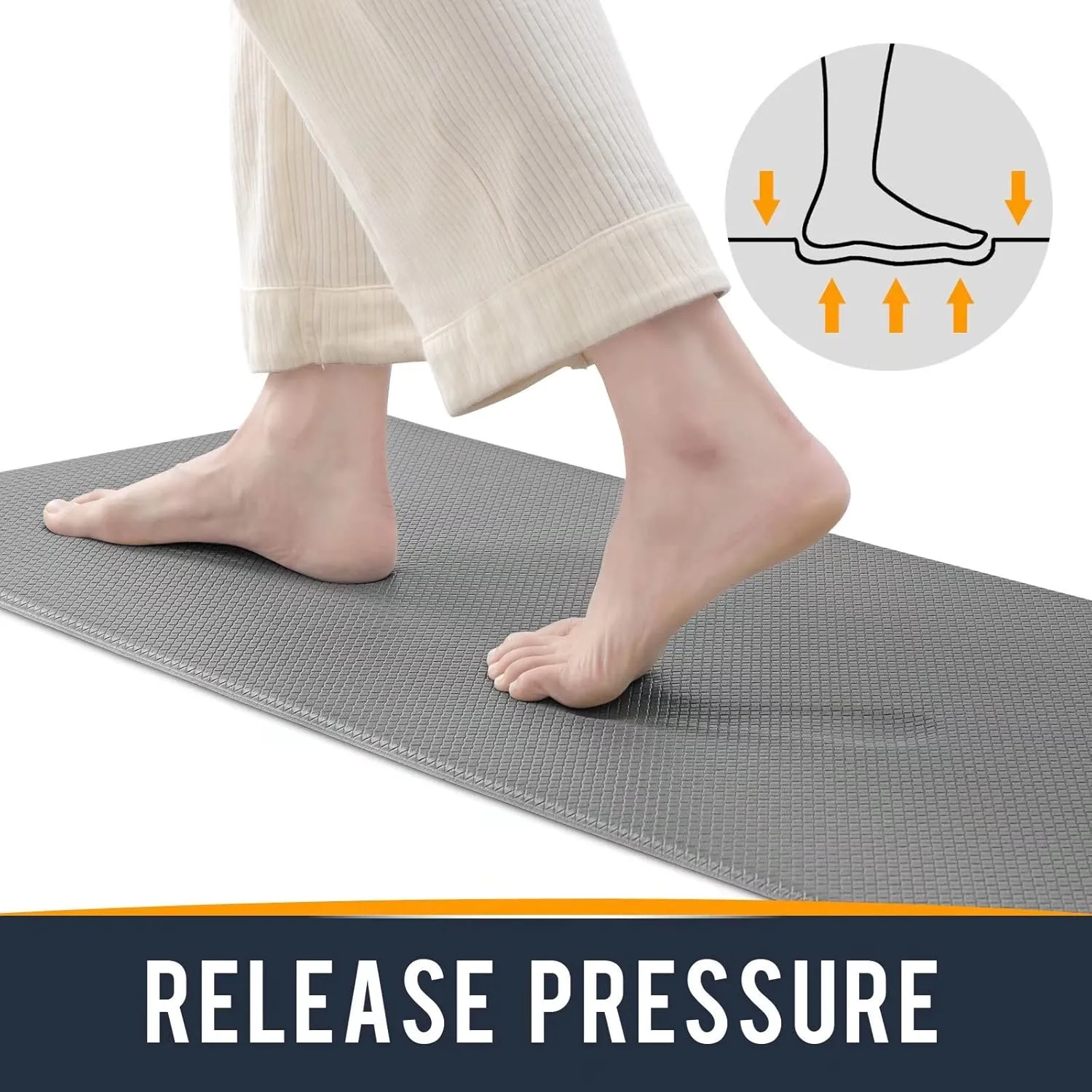 Kitchen Mats for Floor Cushioned Anti Fatigue, Runner Rug Waterproof, Memory Foam Padded for Standing, 17x59, Grey