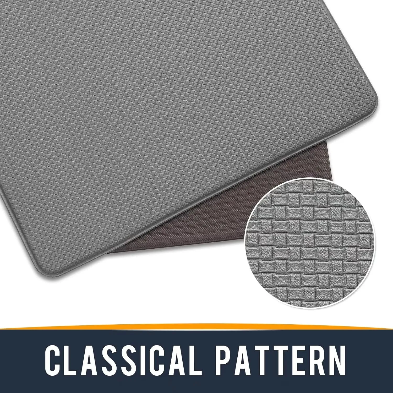 Kitchen Mats for Floor Cushioned Anti Fatigue, Runner Rug Waterproof, Memory Foam Padded for Standing, 17x59, Grey
