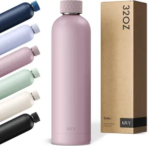 KIVY Stainless Insulated Water Bottle - 32oz Leak Proof, Gym Screw Top