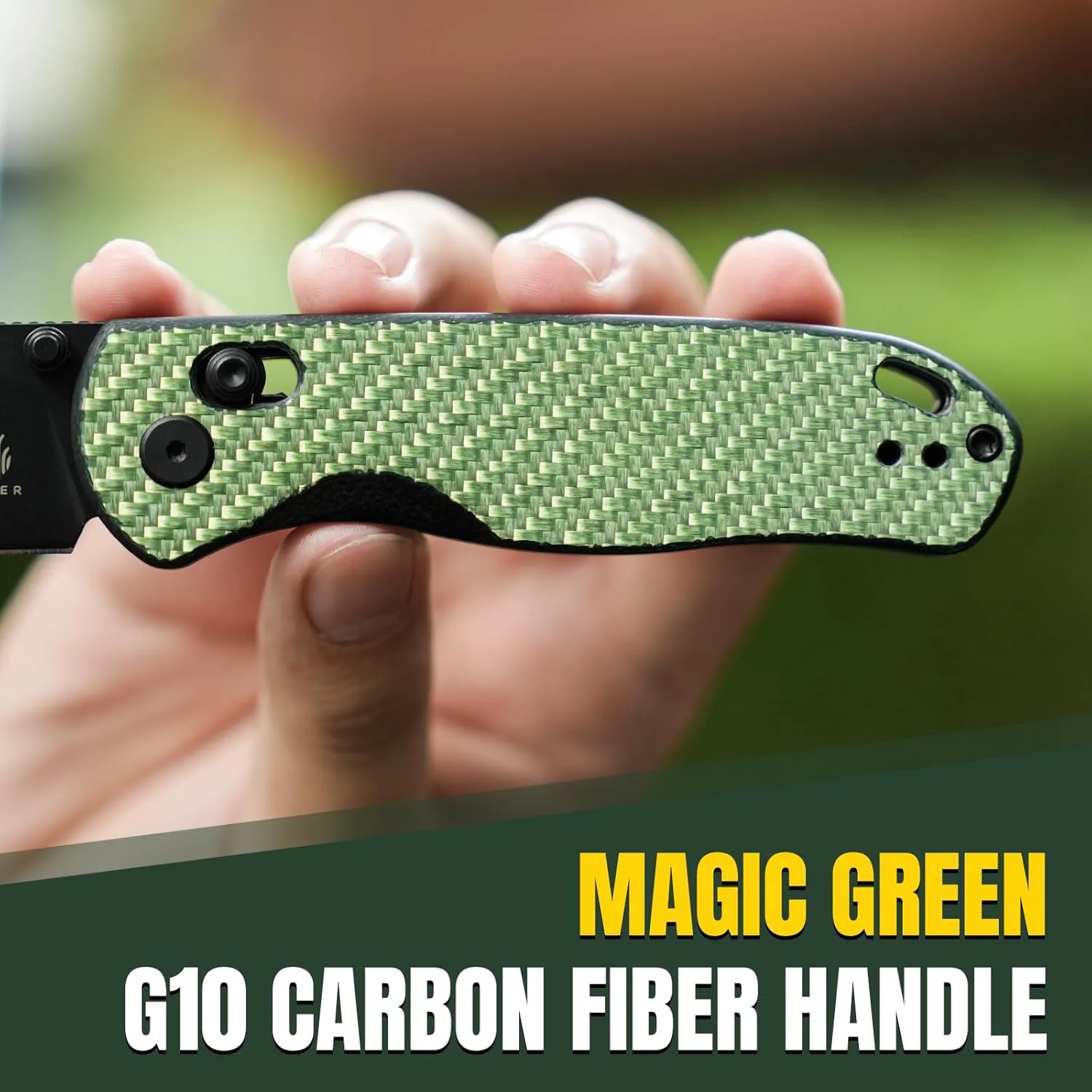 Kizer Drop Bear EDC Pocket Knife, 2.97” Nitro-V Steel Blade G10 Carbon Fiber Handle Folding Knife with Thumb Stud Opener, Lightweight Clutch Lock Camping Hunting Knife for Men Women Gift V3619A4