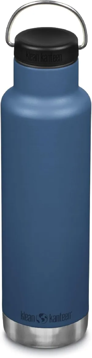 Klean Kanteen Classic Insulated Water Bottle with Loop Cap - Stainless Steel Drinking Bottle for Hot & Cold Beverages - Dishwasher-Safe Travel Bottle - Real Teal, 20 oz