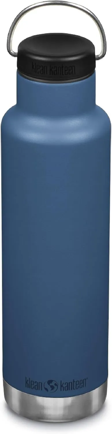 Klean Kanteen Classic Insulated Water Bottle with Loop Cap - Stainless Steel Drinking Bottle for Hot & Cold Beverages - Dishwasher-Safe Travel Bottle - Real Teal, 20 oz